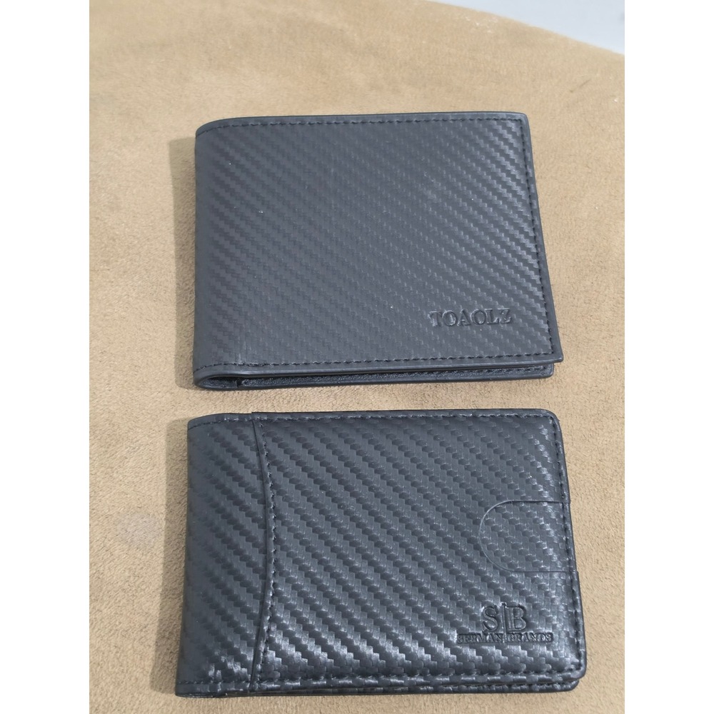 Carbon Fiber Style RFID Wallet Money Clip Black Minimalist Bifold Wallet